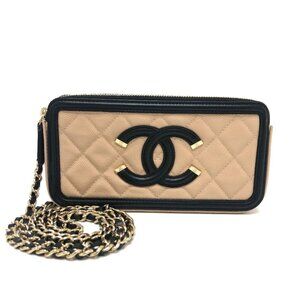 CHANEL CC filigree Bicolor Wallet Long Wallet Wallet Chain